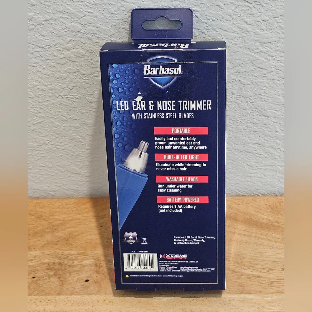 Barbasol LED Ear & Nose Trimmer w/Stainless Steel Blades, NIP